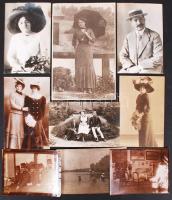 1900-1930 9 db régi, kfl méretű fénykép Várady Rózsika debreceni úrleány fotóalbumából