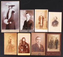 1880-1930 9 db régi fénykép, ritka rajzos verzókkal (Budapest, Eger, Balatonfüred,  Marosvásárhely, Nagykároly, Lugos)