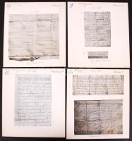 cca 1900 4 db középkori oklevelekről készült  fotómásolat kartonon 20x20 cm