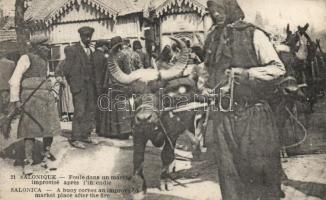 Thessaloniki, market after the fire, folklore