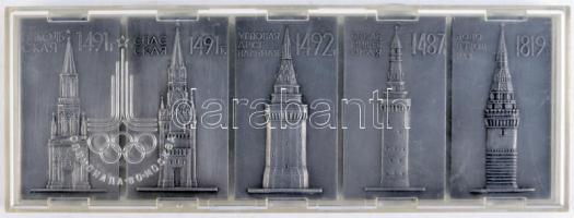 Oroszország 1980. "Moszkvai olimpia" 5db-ból álló fém emlékplakett sorozat (68x38mm/db) T:1 Russia 1980. "Olympics in Moscow" metal commemorative plaque serie, 5pcs (68x38mm/piece) C:UNC
