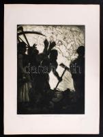 Gara Arnold (1882-1929): Egy lap a Magyar Parnasszus c. albumból. Rézkarc, papír, 58/250, jelzett, aláírt, 47,5x34,5cm