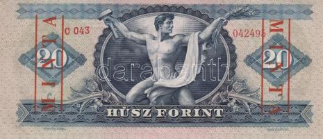 1960 20Ft "C 043" "MINTA" felülnyomással, perforáció nélkül, felfelé tolódott ny...