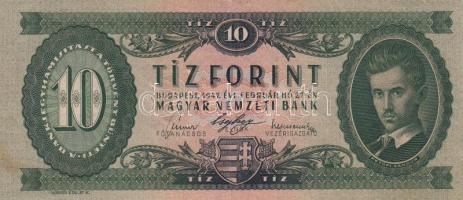 1947. 10Ft "A 055 089416" T:II-,III(szép papír, többször hajtott)