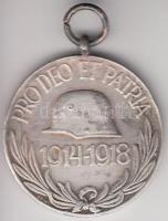 1929. Magyar Háborús Emlékérem kardokkal, sisakkal "Pro Deo et Patria" ezüstözött Br kitüntetés mellszalag nélkül "BRONZ" jelzéssel T:2 Hungary 1929. Commemorative Medal for World War I for combatants, silver plated Br medal without ribbon, with "BRONZ" hallmark C:XF
