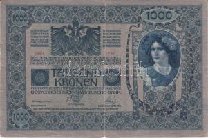 1902. 1000K (2x) piros "Deutschösterreich" bélyegzővel(2klf), kétféle színváltozat T:III(e...