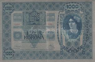 1902. 1000K (2x) piros "Deutschösterreich" bélyegzővel(2klf), kétféle színváltozat T:III(e...