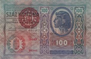 1912. 100K (5x) kettő felülbélyegzés nélkül a többi mind klf felülbélyegzésekkel T:III,III-