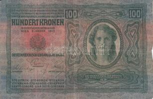 1912. 100K (5x) kettő felülbélyegzés nélkül a többi mind klf felülbélyegzésekkel T:III,III-