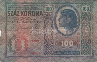 1912. 100K (5x) kettő felülbélyegzés nélkül a többi mind klf felülbélyegzésekkel T:III,III-