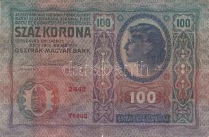 1912. 100K (5x) kettő felülbélyegzés nélkül a többi mind klf felülbélyegzésekkel T:III,III-