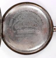 Ezüst (Ag.) másodpercmutatós zsebóra, nem működik, jelzett,lánccal, fedele sérült, bruttó: 99 g / Si...