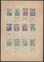 1909 Képes magyar bélyegek 12 darab gyűjtési bélyeg eredeti albumlapra ragasztva