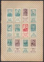 1909 Képes magyar bélyegek 12 darab gyűjtési bélyeg eredeti albumlapra ragasztva