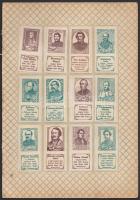1909 Képes magyar bélyegek 12 darab gyűjtési bélyeg eredeti albumlapra ragasztva