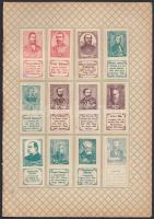 1909 Képes magyar bélyegek 12 darab gyűjtési bélyeg eredeti albumlapra ragasztva