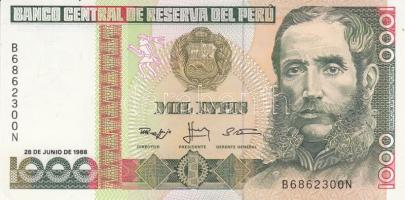 Peru 1988. 1000I "Andrés Avelino Cáceres" (5x) T:I,I- (hajtatlanok)
Peru 1988. 1000 Intis ...