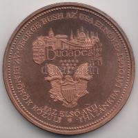 Bozó Gyula (1913-2004) 1989. "George Bush látogatása Magyarországon" Br emlékérem (42,5mm)...