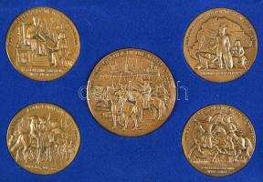 Bodó Sándor (1920-) 1986. Buda felszabadításának 300. évfordulója alkalmából az Amerikai Egyesült Államokban kiadott 5db klf nagyméretű aranyozott bronz emlékéremből álló komplett sorozata dísztokban! T:1