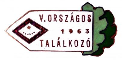 1963. "V. Országos Találkozó - Spartacus" tűzzománcozott jelvény T:2(tű letört)