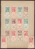 1909 Képes magyar bélyegek 14 darab gyűjtési bélyeg: Jézus keresztútja eredeti albumlapra ragasztva