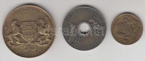 1933- "Kis szakaszjegy" + 20Ft "B.Sz.K.RT" + 50Ft "B.Sz.K.RT" közleked...