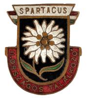 ~1950-es évek "SPARTACUS II. Országos Találkozó" tűzzománcozott Br jelvény T:1-