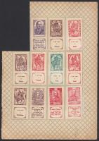 1909 Képes magyar bélyegek 9 darab gyűjtési bélyeg eredeti albumlap darabra ragasztva