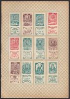 1909 Képes magyar bélyegek 12 darab gyűjtési bélyeg eredeti albumlapra ragasztva