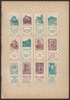 1909 Képes magyar bélyegek 12 darab gyűjtési bélyeg eredeti albumlapra ragasztva