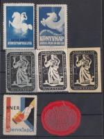 1937-1938 Könyv- és nyomdaipar 5 klf + 2 klf Kner levélzáró (1 pecsétbélyeg)