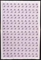 1945 Számla illeték 100P illetékbélyeg 100-as teljes ív, hajtott, fogazás elválások, helyenként betapadás (3.000)