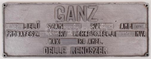 Ganz, alumínium gyári tábla elektromos berendezéshez, 13x35cm