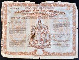 Budapest 1917. "Hadsegítési és népjóléti nyereménykölcsön" nyereménykötvény 40K-ról (3x) T...