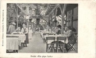 Budapest II. Margit körút 14.; Kersáncz Ferenc 'Kis pipa kert' vendéglője (kis szakadás / small tear)