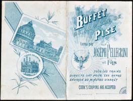 cca 1920 Buffet de la Gare de Pise. Pisai éttermi menükártya /  Pisa menu card