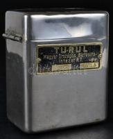 cca 1930 Turul Magyar Országos Biztositó-Intézet R.T., nikkelezett fémlemez persely (kulcs nélkül) /...