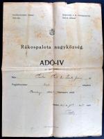 1914 Rákospalota nagyközség adóív