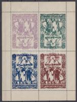 1915 Központi Hitelszövetkezet fogazott levélzáró kisív, a kék és a zöld szín gépszínátnyomatával