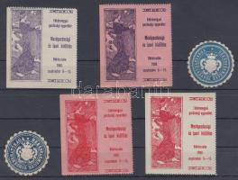 1908 Mezőgazdasági és ipari kiállítás Békéscsaba 4 klf levélzáró + 2 db Békésvármegye pecsétbélyeg