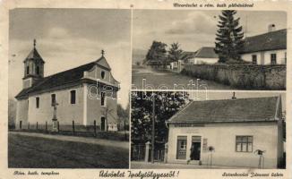 Ipolytölgyes Sztankovics Jánosné üzlete, plébánia, templom (lyuk / pinhole)