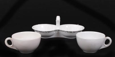 Zsolnay háború előtti csésze pár és fűszertartó, jelzett, hibátlan