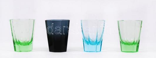 4 db likőrös pohár, több színben, hibátlan, m:6 cm