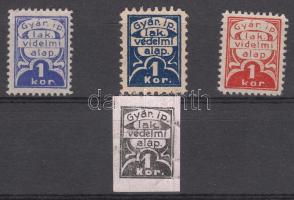 1914 Gyáripari lakatosok Védelmi Alapja 4 db segélybélyeg