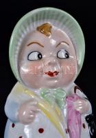 Német jelzett sószóró figura, kézzel festett, hibátlan, m:11 cm