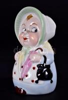 Német jelzett sószóró figura, kézzel festett, hibátlan, m:11 cm