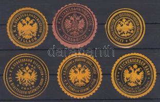 Osztrák bankok 6 db pecsétbélyege