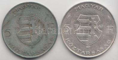 1947. 5Ft Ag "Kossuth" (2x) T:2,2-