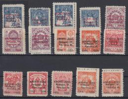 1932 Abonyi Jenő bélyegkereskedő  felülnyomott levélzárók 15 db