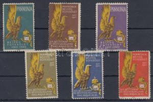 1942 Pannónia bélyegkiállítás 6 db-os levélzáró sora